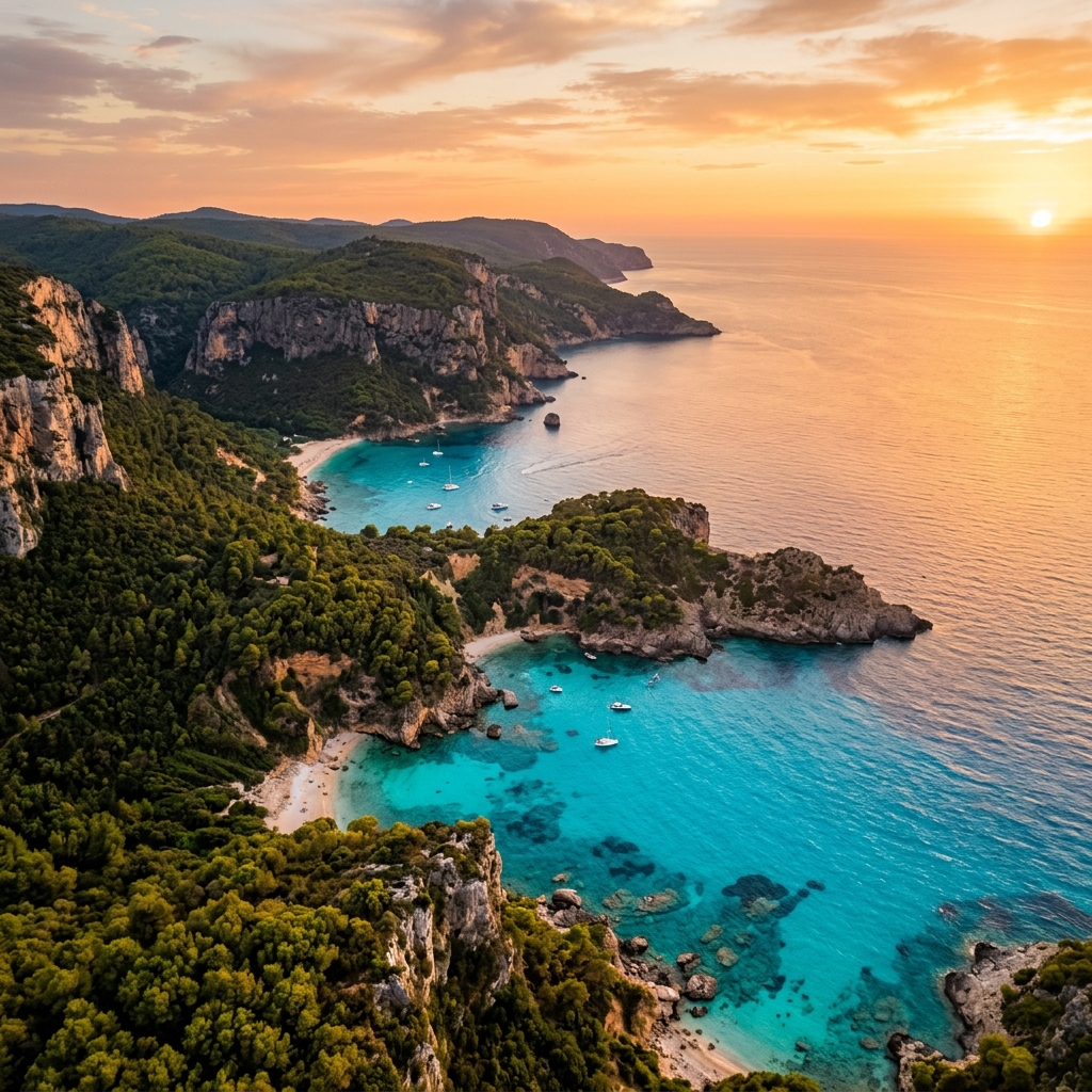 Drone aerial coastline view